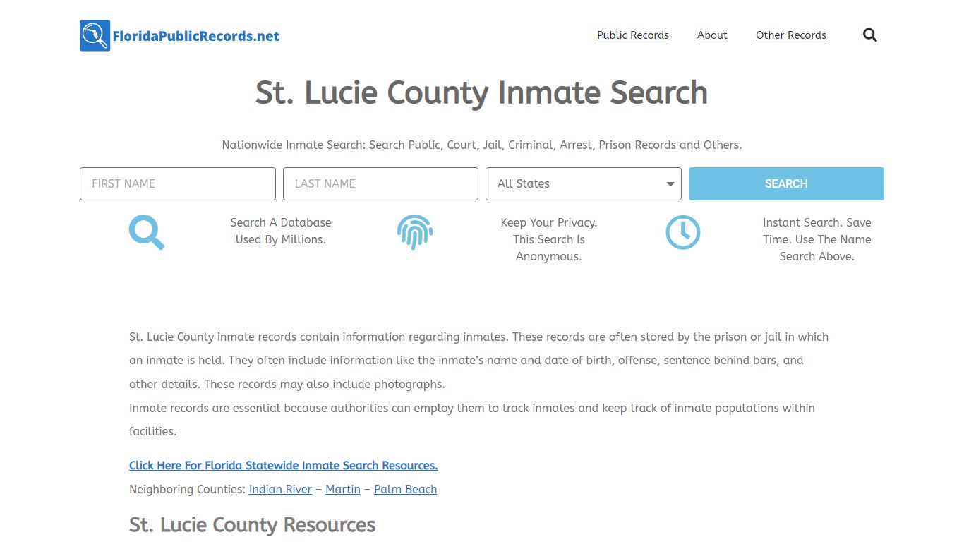 St. Lucie County Inmate Search - SLCSO FL Current & Past Jail Records